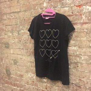 Black T with Heart Screen Print